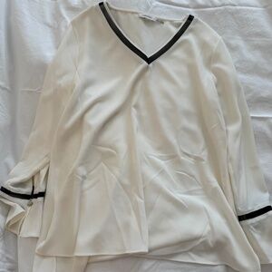 Calvin Klein Women's XL Ivory Blouse with Black Mesh